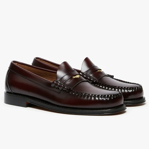 Bass Weejuns Limited Edition 90th Anniversary Heritage Larson Penny Loafer in Wine - Pair of shoes side view at angle