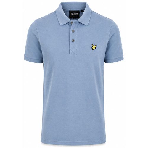 Front of the Lyle & Scott Classic Pique Polo Shirt in Power Blue