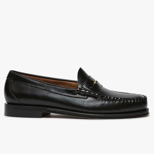 Bass Weejuns Limited Edition 90th Anniversary Heritage Larson Penny Loafer in Black - Single shoe side view straight