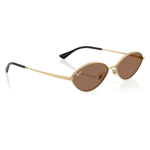 Ray-Ban Kai Oval Shaped Aviator Sunglasses in Gold and Dark Brown - Main View