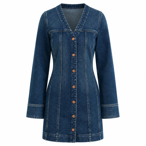 Wrangler Women's Denim 60s Mod Dress in Saloon Shadow Blue