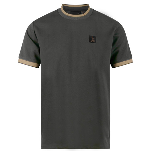 Luke 1977 Coron Honeycomb Stripe Piqué T-Shirt in Charcoal / Black