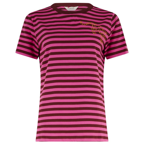 Sugarhill Brighton Maggie Striped Leopard T-shirt in Brown/Magenta