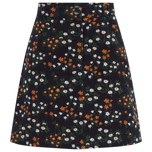 Sugarhill Brighton Alice Retro 70s Ditsy Floral Mini Skirt in Black