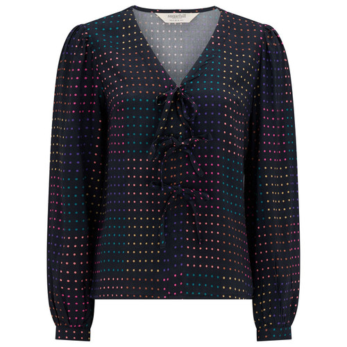 Sugarhill Brighton Fabiah Rainbow Dot Matrix Bow Shirt in Black