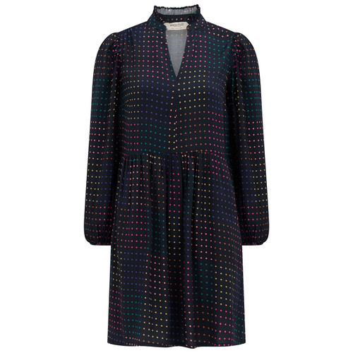 Sugarhill Brighton Indi Dot Matrix Short Smock Dress in Black