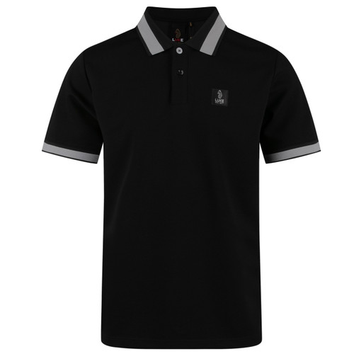 Luke 1977 Makati Honeycomb Textured Polo Shirt in Black / Silver