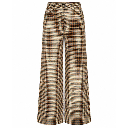 Wrangler Women's Canyon Houndstooth Wide Leg Trousers in Bison Brown