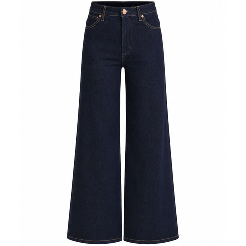 Wrangler Women's Canyon Wide Leg Jeans in Dark Indigo Denim Lines