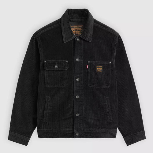 Levi's Men's Black Corduroy Sunrise Trucker Jacket in Perfect Storm - Front flat