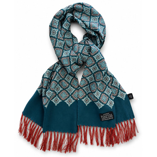Tootal Diamond Border Rayon Scarf in Petrol - Men's Rayon Scarves