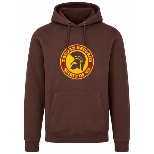 Trojan Retro Spirit of 69 Logo Hoodie in Chocolate - Front View