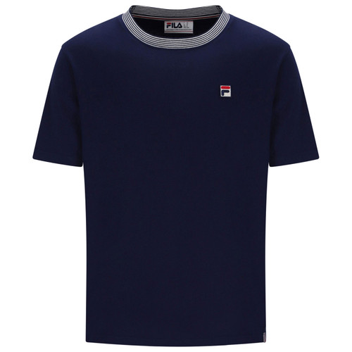 Fila Vintage Lance Men's Striped Collar Retro T-Shirt in Navy