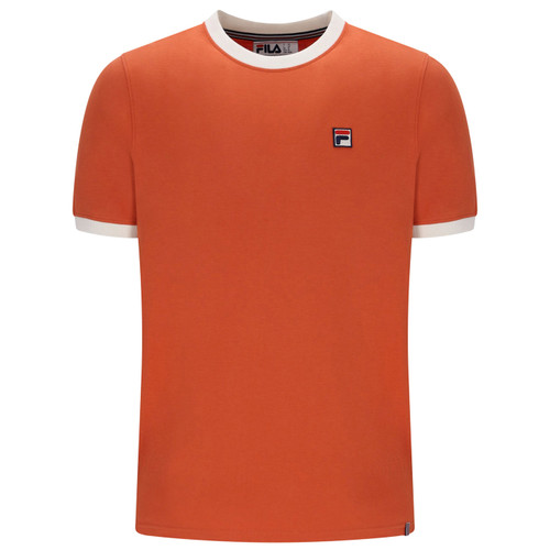 Fila Vintage Marconi Retro 70s Ringer T-Shirt in Burnt Ochre