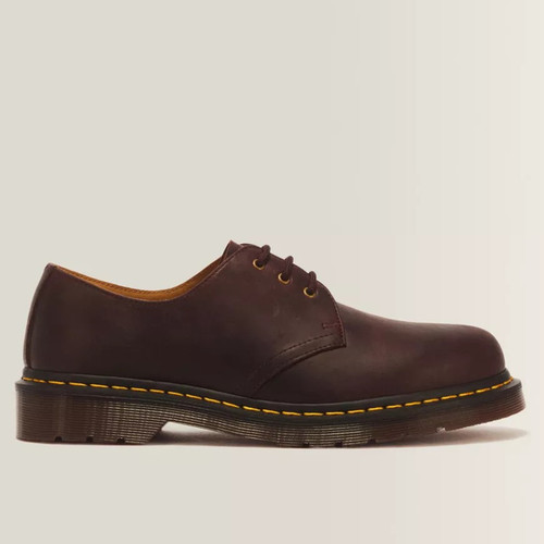 Dr. Martens 1461 3-Eye Crazy Horse Leather Lace Up Oxford Shoes in Cherry Red - Single shoe side view straight