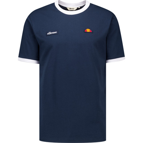 Ellesse Ringetto Mens Twin Logo Patch Ringer T-Shirt in Navy