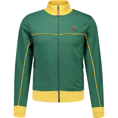 Trojan Mens Retro Piped Funnel Neck Zip Track Jacket in Green