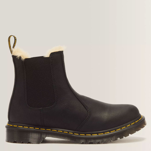Dr Martens Womens 2976 Leonore Faux Fur Lined Chelsea Boot in Black Wyoming Leather