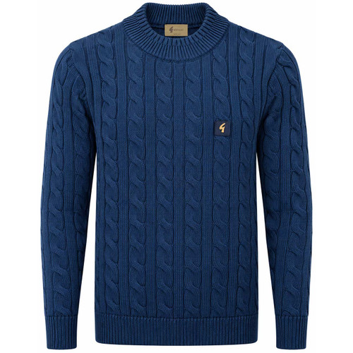 Gabicci Vintage Temor Cable Knit Jumper in Navy - Front View