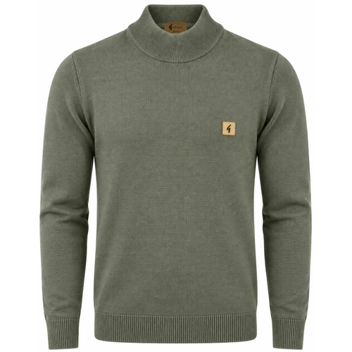 Gabicci Vintage Duke Men's Mod Mock Turtleneck Jumper in Khaki - Front View