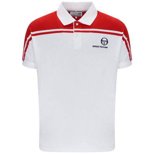 Sergio Tacchini New Young Line Polo Shirt in White/Adrenaline Rush Red