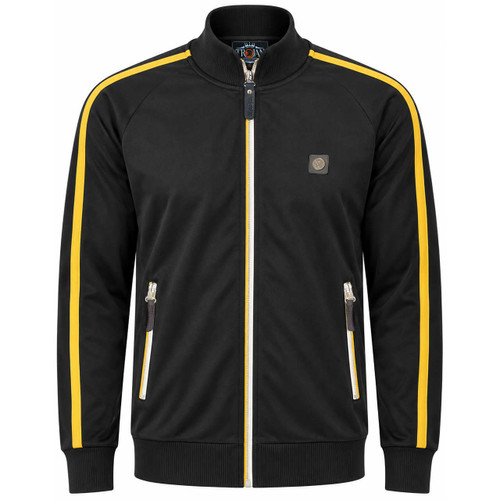 Trojan Twin Sleeve Stripe Retro Track Jacket Black - Front View