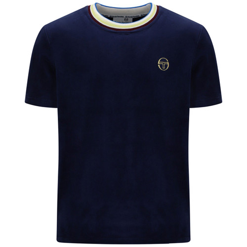 Sergio Tacchini Fino Men's Velour T-Shirt in Maritime Blue