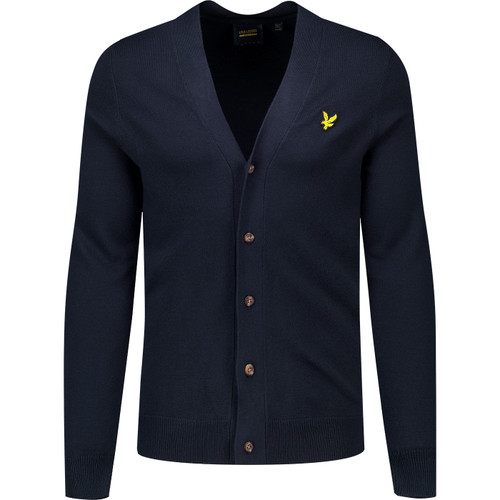 Lyle & Scott Mens Classic V-Neck Knitted Cardigan in Dark Navy