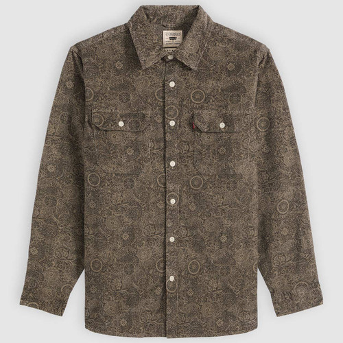 Levi's Jackson Cord Worker Shirt in Rogelio Print Brindle - Front View