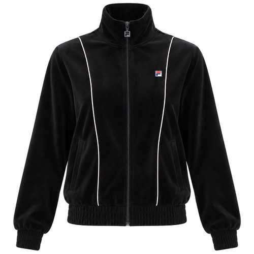 Fila Vintage Womens Honey Relaxed Fit Lounge Velour Track Top in Black