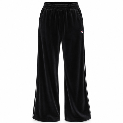 Fila Vintage Womens Angel Relaxed Wide Leg Velour Joggers in Black