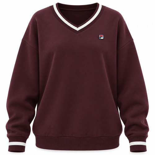 Fila Vintage Womens Grace Oversized V-Neck Sweater in Fudge