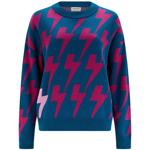 Sugarhill Brighton Andi Lightening Bolts Knitted Jumper in Teal