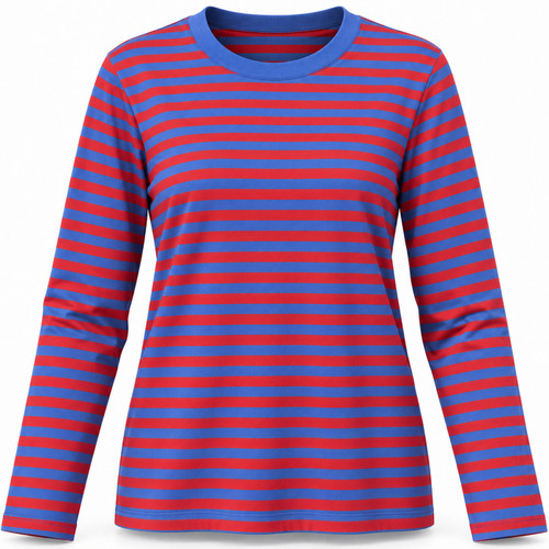 Mademoiselle Yeye The Everyday Long Sleeve Stripe Top in Blue / Red