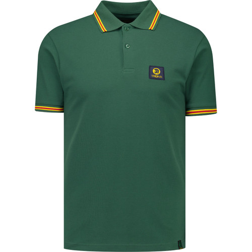 Trojan Mens Old School Tipped Pique Polo Shirt in Green