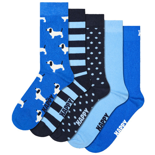 Happy Socks 5 Pack of Blue & Dog Pattern Socks