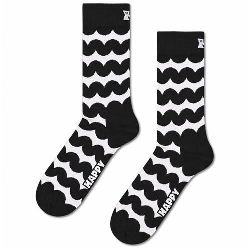 Happy Socks Wobbly Stripe Retro Socks in Black/White