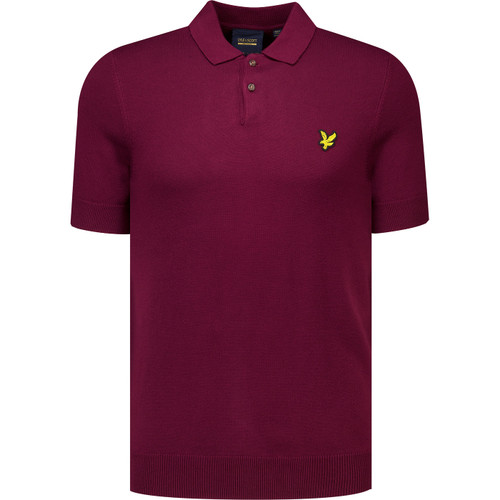Lyle & Scott Mens Archive Revisited Knitted Polo T-Shirt in Claret Jug Red