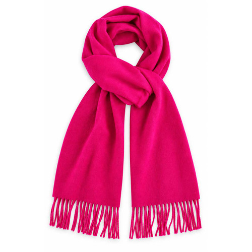 Failsworth Women's Retro Pure New Wool Wide Scarf with Tassels in Fuchsia