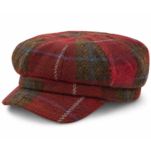 Failsworth Harris Bakerboy Cap in Red - Harris Tweed Hat Main View