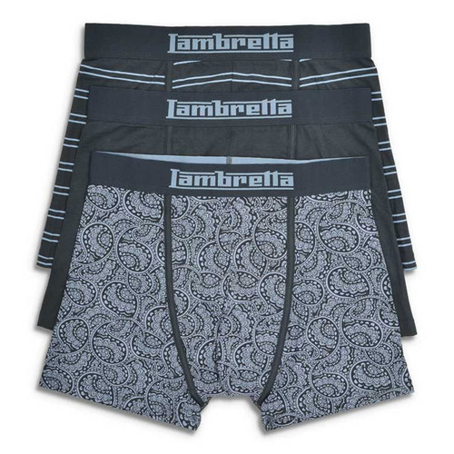 Lambretta Men's 3 Pack Boxer Shorts in Navy, Navy Stripe and Blue Paisley