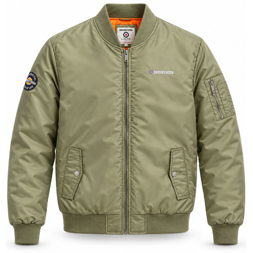 Lambretta Men's Mod MA-1 Flight Bomber Jacket in Khaki Green