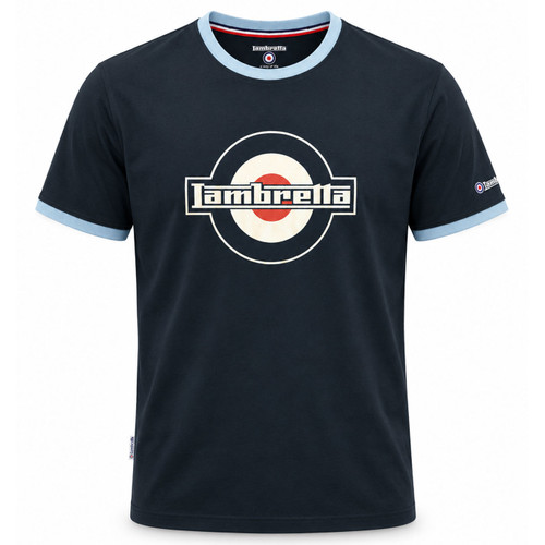 Lambretta Mod Target Logo Ringer T-Shirt in Dark Navy and Blue