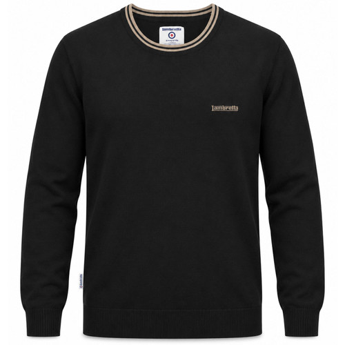 Lambretta Men's Twin Tipped Knitted Jumper in Black/Stone