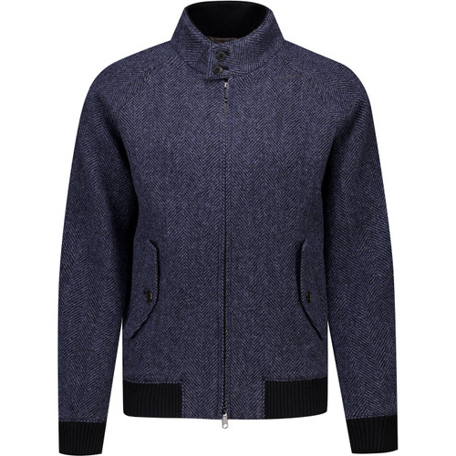 Baracuta Mens Melton G9 Zip Harrington Jacket in Navy
