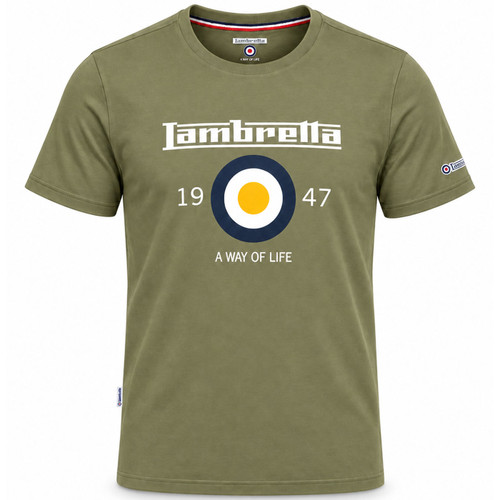 Lambretta Classic 1947 Mod Target Logo T-Shirt in Khaki Green