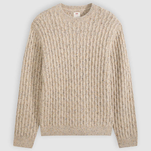 Levi’s Presidio Wool Blend Cable Knit Retro Crew Jumper Neps Brindle - Main View