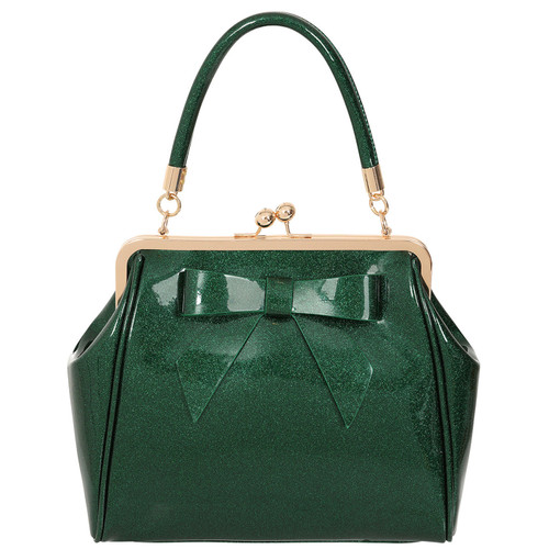 Banned Retro American Vintage Sparkle Handbag in Dark Green