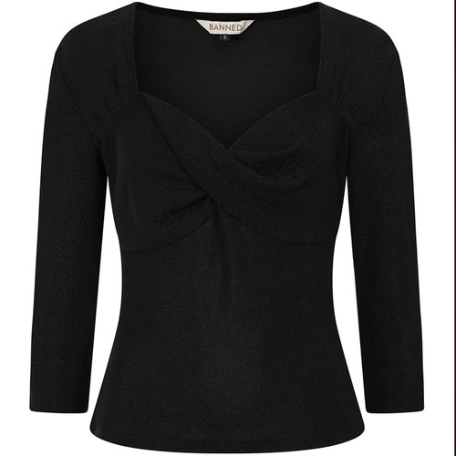 Banned Retro Marilyn 50s Sweetheart Glitz Top in Black
