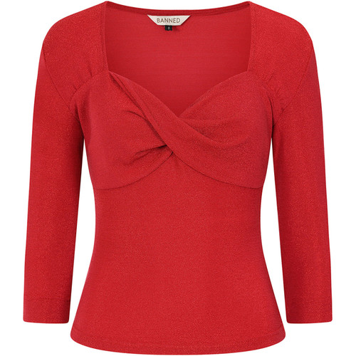 Banned Retro Marilyn 50s Sweetheart Glitz Top in Red